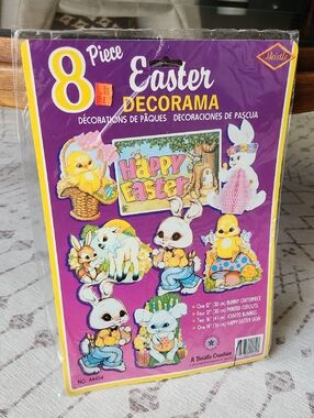 Vintage NOS Beistle 1992 8 piece Easter Decorama - die cuts, decorations
